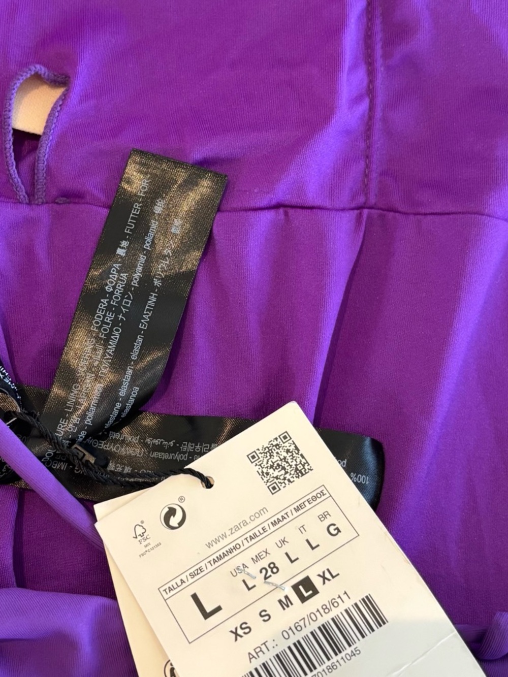NWT Purple swimsuit from ZARA with draped design and thin straps Large - Picture 3 of 4